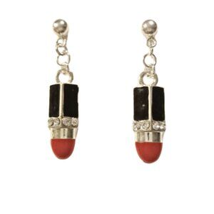 Crystal Embellished Lipstick Earrings